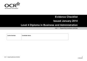 Unit 01 - Supporting business activities - Evidence checklist (DOC, 128KB)