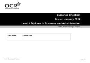 Unit 03 - Communicating in business - Evidence checklist (DOC, 111KB)
