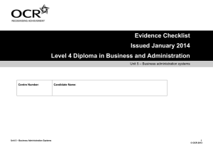 Unit 05 - Business administration systems - Evidence checklist (DOC, 121KB)