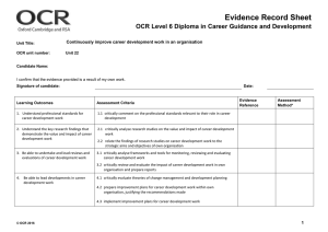 Level 6 - Unit 22 - Evidence record sheet (DOC, 129KB) New 30/03/2016