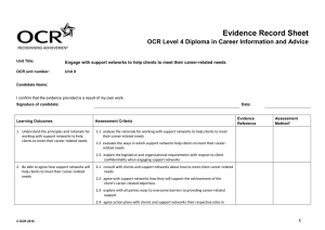 Level 4 - Unit 12 - Engage with support networks to help clients to meet their career-related needs - Evidence record sheet (DOC, 116KB)