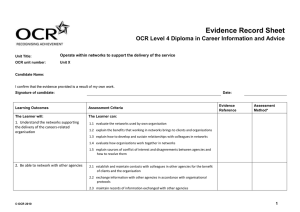 Level 4 - Unit 22 - Operate within networks to support delivery of the service - Evidence record sheet (DOC, 114KB)