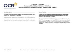 Level 3 - Mandatory unit 03 - Improving productivity using IT - Evidence checklist (DOC, 116KB) New