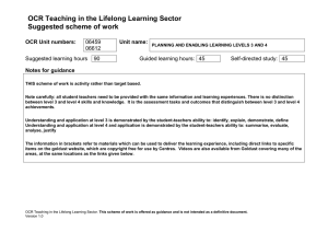 Scheme of work - Unit 06459 and 06612 - Planning and enabling learning (DOC, 155KB)