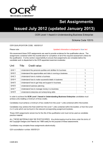 Level 1 - Assignment booklet - January 2013 (DOC, 354KB)