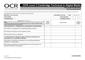 OCR Level 3 Cambridge Technical in Digital Media  Unit Recording Sheet