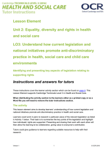 Unit 02 - Lesson element - Identifying and presenting key aspects of legislation relating to supporting rights (DOC, 340KB)