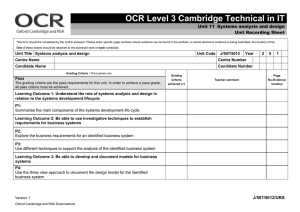 Unit 11 - Unit recording sheet - Systems analysis and design (DOC, 143KB)