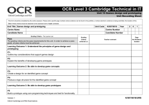 Unit 15 - Unit recording sheet - Games design and prototyping (DOC, 141KB)