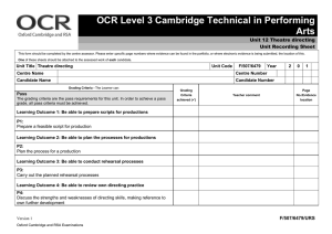 Unit 12 - Unit recording sheet - Theatre directing (DOC, 132KB)