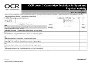 Unit 17 - Unit recording sheet - Sports injuries and rehabilitation (DOC, 152KB) Updated 10/03/2016