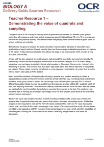 – Teacher Resource 1 Demonstrating the value of quadrats and sampling
