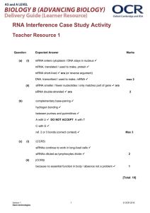 RNA Interference Case Study Activity Teacher Resource 1