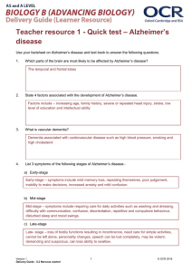 – Alzheimer’s Teacher resource 1 - Quick test disease