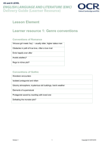 Lesson Element Learner resource 1: Genre conventions Conventions of Romance