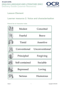 Lesson Element Learner resource 2: Voice and characterisation