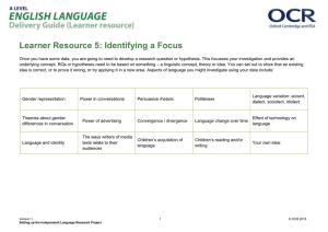 Learner Resource 5: Identifying a Focus
