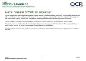 Learner Resource 7: What I am comparing?