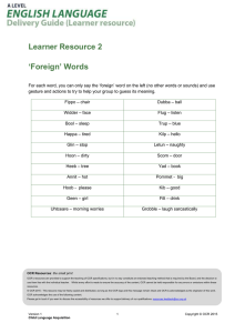 Learner Resource 2 ‘Foreign’ Words