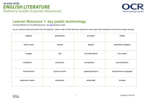 Learner Resource 1: key poetic terminology