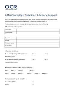 2016 Cambridge Technicals Advisory Support