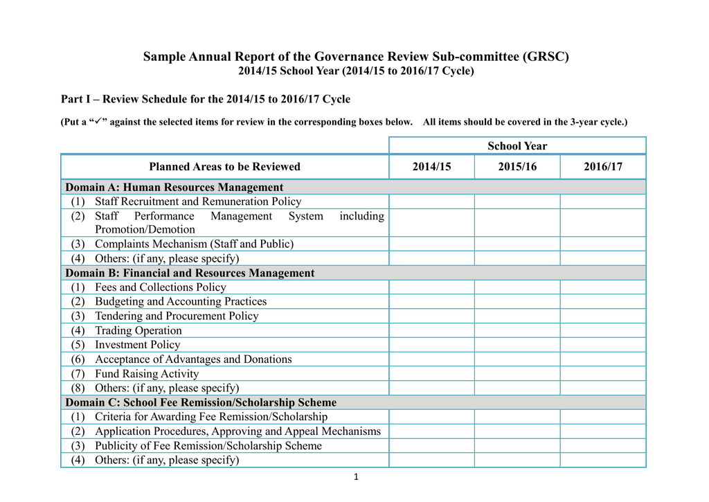 Sample Annual Review Report