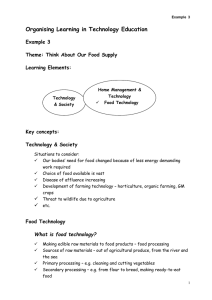 Organising Learning in Technology Education Example 3 Learning Elements: