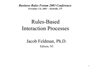 Rules-Based Interaction Processes Jacob Feldman, Ph.D. Business Rules Forum 2003 Conference