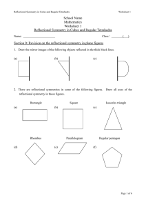 Worksheet 1 - Reflectional Symmetry in Cubes and Regular Tetrahedra