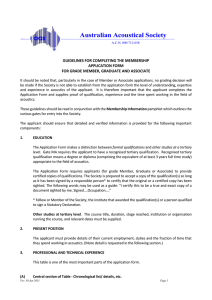 Australian Acoustical Society  GUIDELINES FOR COMPLETING THE MEMBERSHIP APPLICATION FORM