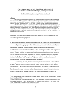 Can a Single Property be both Dispositional and Categorical? The Partial Consideration Strategy , Partially Considered