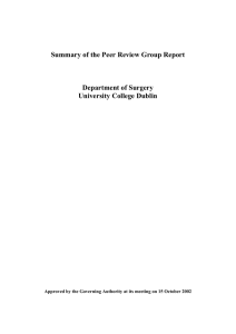 Summary of the Peer Review Group Report  Department of Surgery