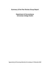 Summary of the Peer Review Group Report  Department of Accountancy
