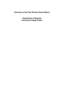 Summary of the Peer Review Group Report  Department of Spanish