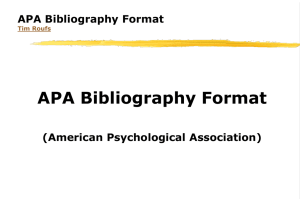 APA Bibliographic Format
