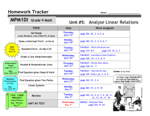 Homework Tracker  Analyse Linear Relations Unit #5: