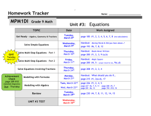 Homework Tracker  Equations Unit #3:
