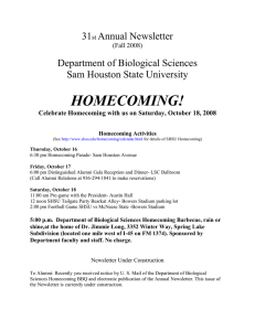 HOMECOMING! 31 Annual Newsletter Department of Biological Sciences