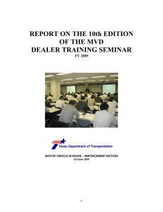 REPORT ON THE 10th EDITION OF THE MVD DEALER TRAINING SEMINAR