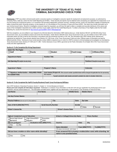 THE UNIVERSITY OF TEXAS AT EL PASO CRIMINAL BACKGROUND CHECK FORM