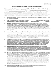 Wesleyan University Master Purchase Agreement - Products/Services