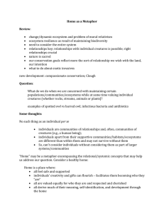 Home as a Metaphor  Review change/dynamic ecosystem and problem of moral relativism