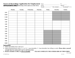 Scores &amp; Recordings Application for Employment APPLICANTS ONLY