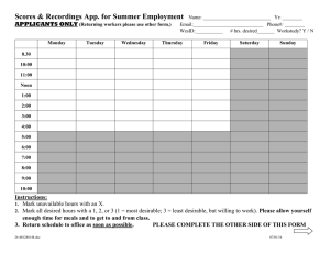 Scores &amp; Recordings App. for Summer Employment APPLICANTS ONLY