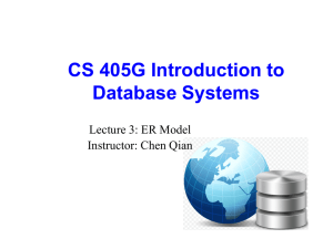 CS 405G Introduction to Database Systems Lecture 3: ER Model Instructor: Chen Qian