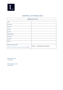 Staff Week, 10-14 March 2014 Application form