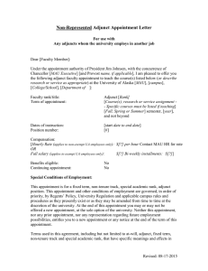 Adjunct Letter- Non-Represented (for UA employees with Adjunct assignments)