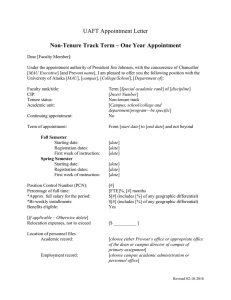 Non-Tenure Track Term – One Year Appointment