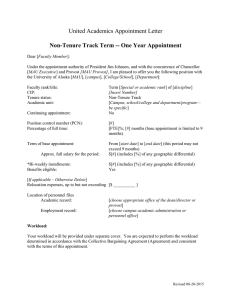 United Academics Appointment Letter  Non-Tenure Track Term -- One Year Appointment