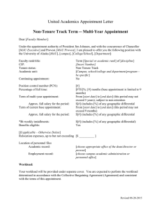 United Academics Appointment Letter  Non-Tenure Track Term -- Multi-Year Appointment
